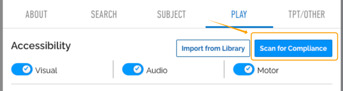 Image of Scan for Compliance button found in the Deck Detasils Play tab.