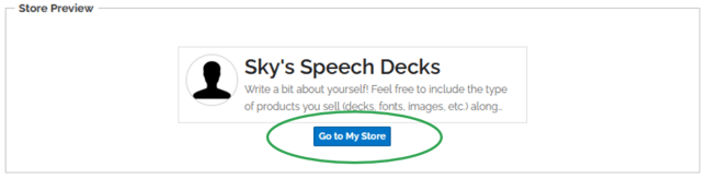 An image highlighting the "Go to my store" button under the studio tab.