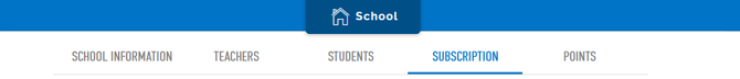 An image from the admin account, highlighting the subscription tab on the top of the screen.