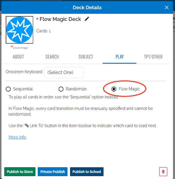 Image of the Flow Magic option in the Deck Details Play Tab, circled in red.