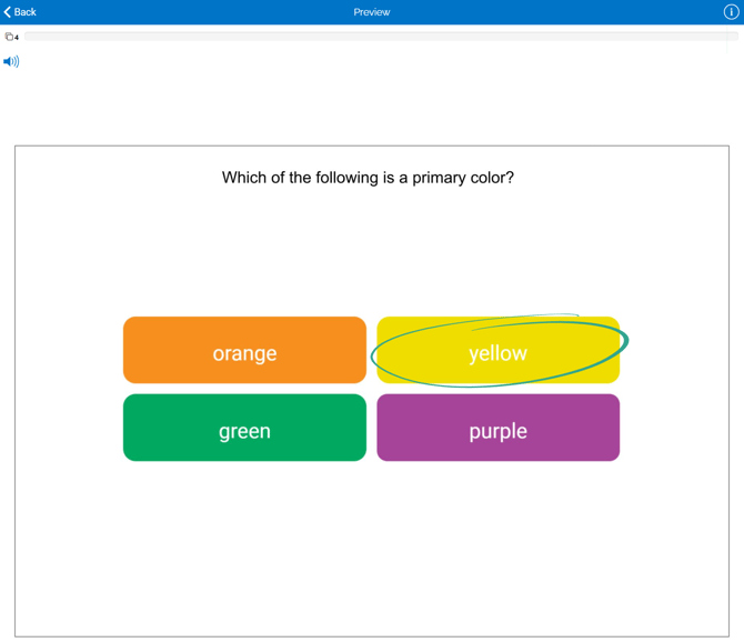 Image of the example multiple-choice question with yellow circled, indicating it is the correct answer.