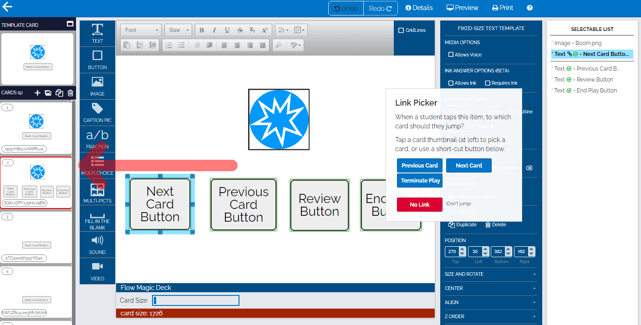 Image of modal with arrow pointing to cards to link to the card you selected to link.