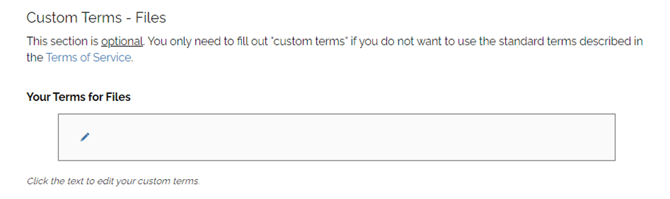 Image of Custom Terms File Upload.