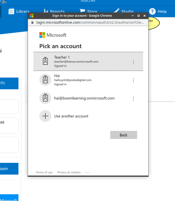 An image of the microsoft "pick an account" screen.