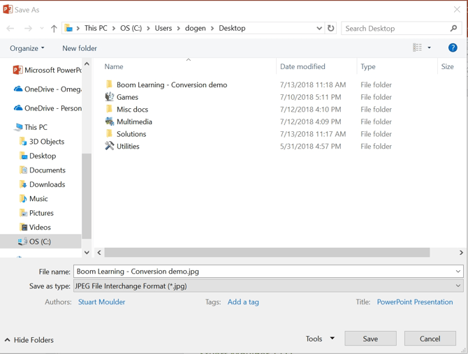 Image of saving presentations as .jpg.