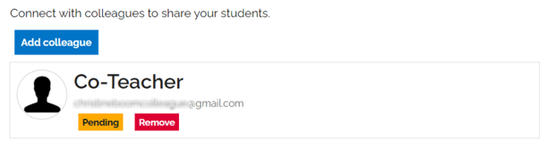 An image of the outgoing colleague request as "pending".