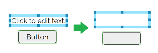 Image of new Text Boxes and Buttons with arrow pointing to blank Text Boxes and Buttons.