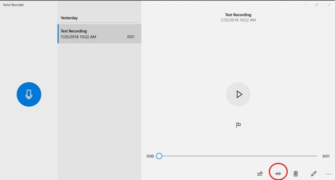 Image of trim controls icon in Voice Recorder App.