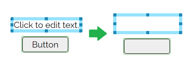 Image of new Text Boxes and Buttons with arrow pointing to blank Text Boxes and Buttons.