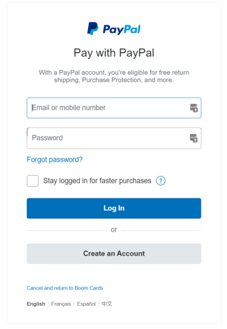 An image of PayPal's login.