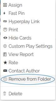 An image showing the action dropdown menu. Remove from folder is second from the bottom, right above "delete".