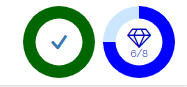 An image of a complete progress bar with the check inside, and a mostly complete mastery bar.