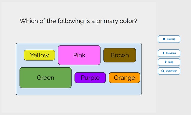 Image of the Fixed layout for the color answers, showing the answers freely change their positions in the container.