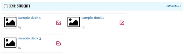 An image of three sample decks, each with a check box to the right of it.
