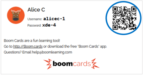 An image of a login card, highlighting the QR code in the top right corner.