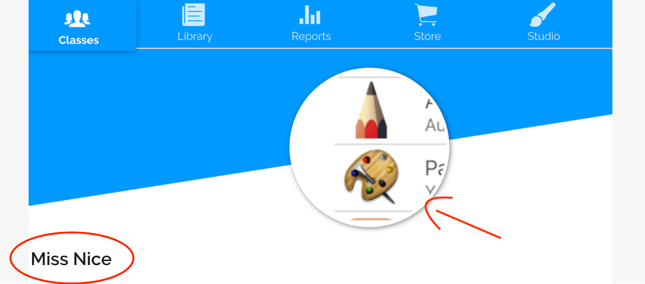 An image of the teacher profile highlighting the profile picture and the teacher nickname.