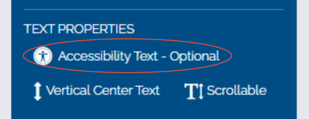 Image of Text Properties box with the Accessibility Text Option available.