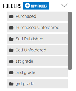 An image of the folders section highlighting the dropdown arror to the right of the word "folders".