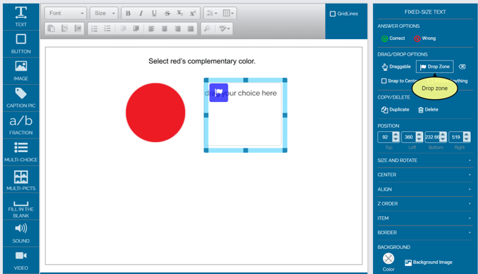 Image of example Card with empty text box and red circle.