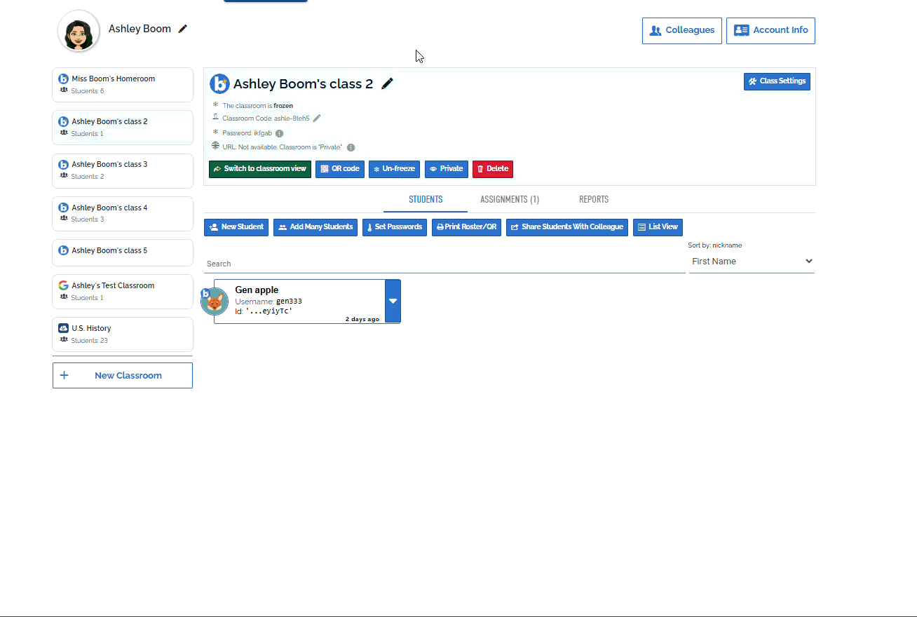 a gif on how to access individual student assignments