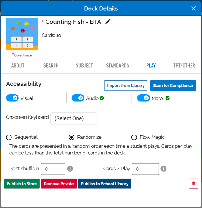 Image of the Deck Details Play tab.