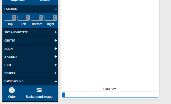 Showing the Card size gauge bar at the bottom of the selectable list 