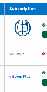 Two different subscription tiers that may be on display, example given being "Starter" and "Boom Plus".