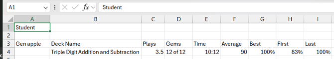 an image of an example of a csv file export