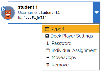 an image of the report button in the student action menu