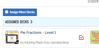 an image of a deck in the assignment tab in a classroom