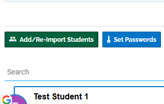 Image highlighting the Add/Re-Import Students button.