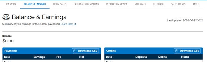 an image of the balance and earnings tab 