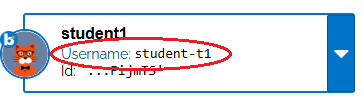 an image of a student account with the username circled