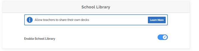 An image of teh bottom of the school school information tab showing the switch to enable the school Library 