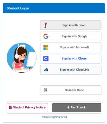 an image of the student login page