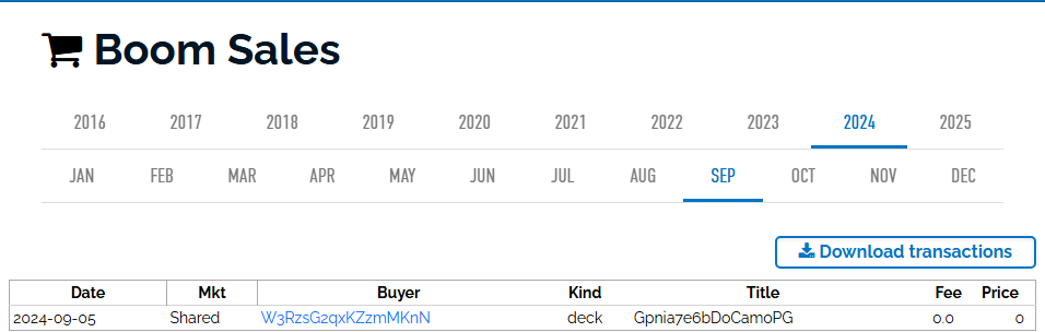 Image of Boom Sales tab.