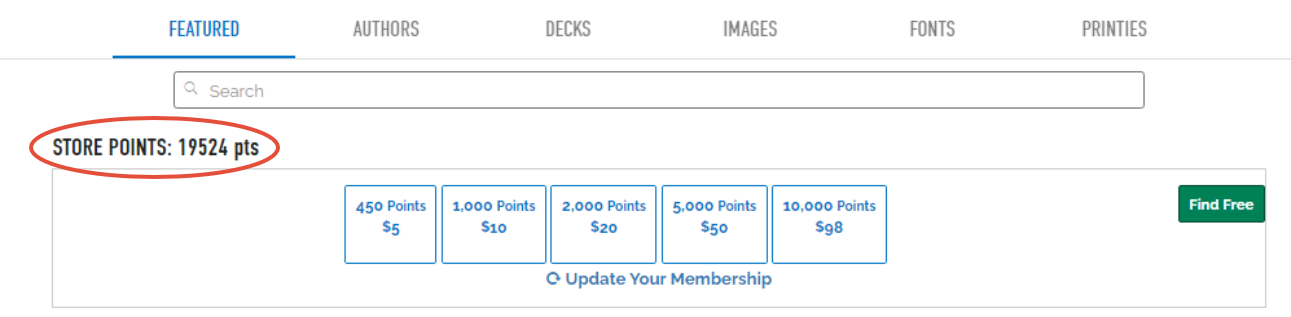 An image highlighting the words, "store points: 19524 pts".