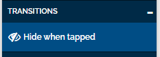 An image of "transitions" with the option for "hide when tapped".