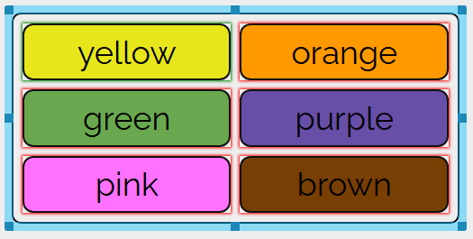 Image of the answer options yellow, orange, green, purple, pink, and brown.