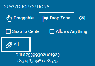 Image of the Valid Answers set to all optioncircleded white in the Drag/Drop Options.