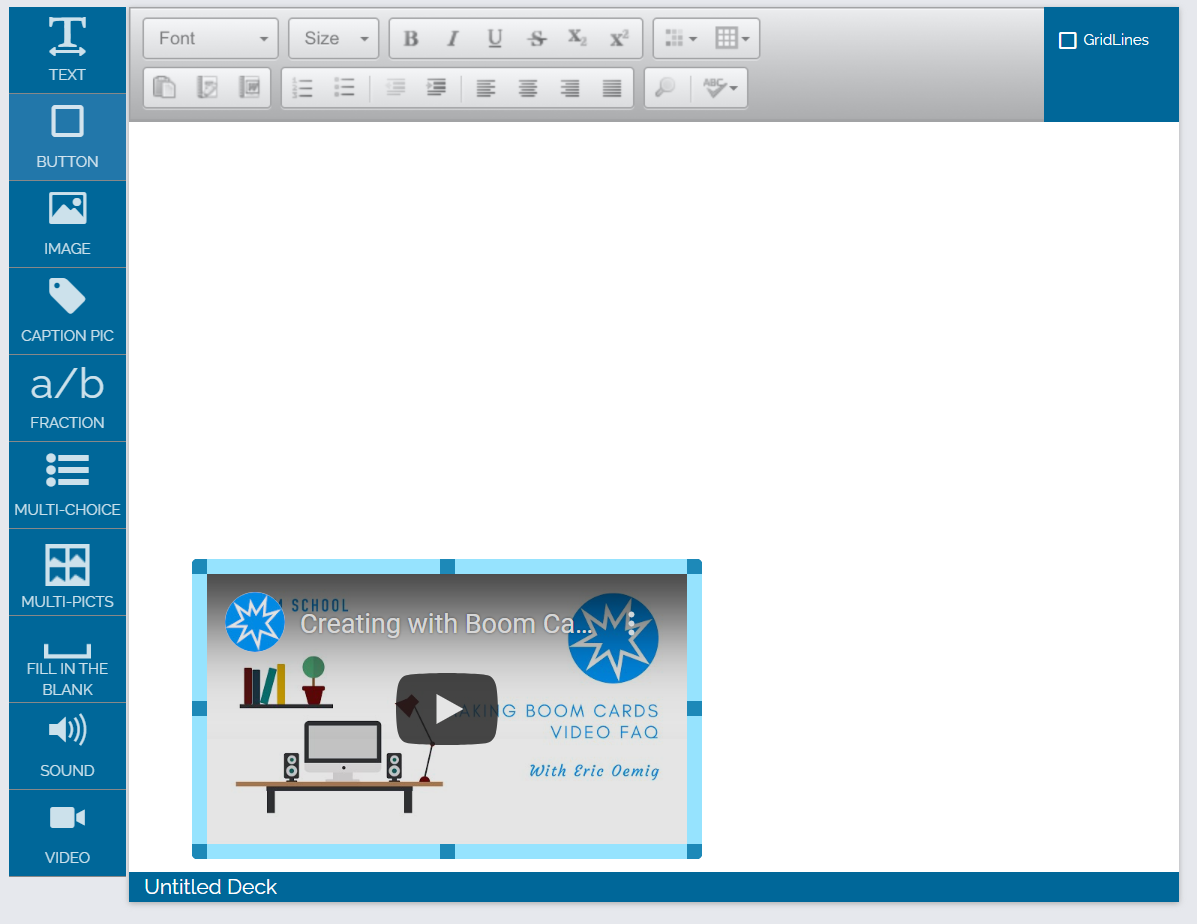 Image of a Video as movable element on card.