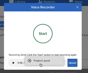 Image of tweaking the recorded audio's playback speed in Voice Recorder.