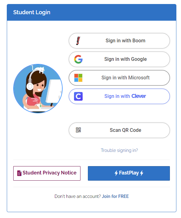 An image of the student login page.