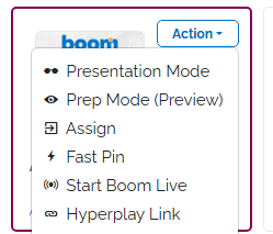 Image of Action drop down menu.