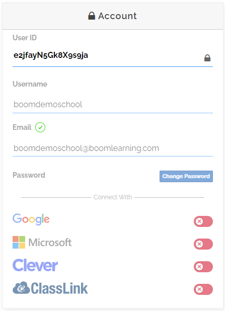 Image of School Account Info being locked.
