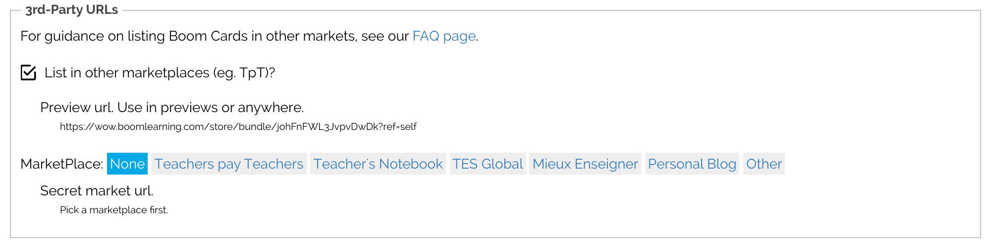Image of selecting Listing URL.