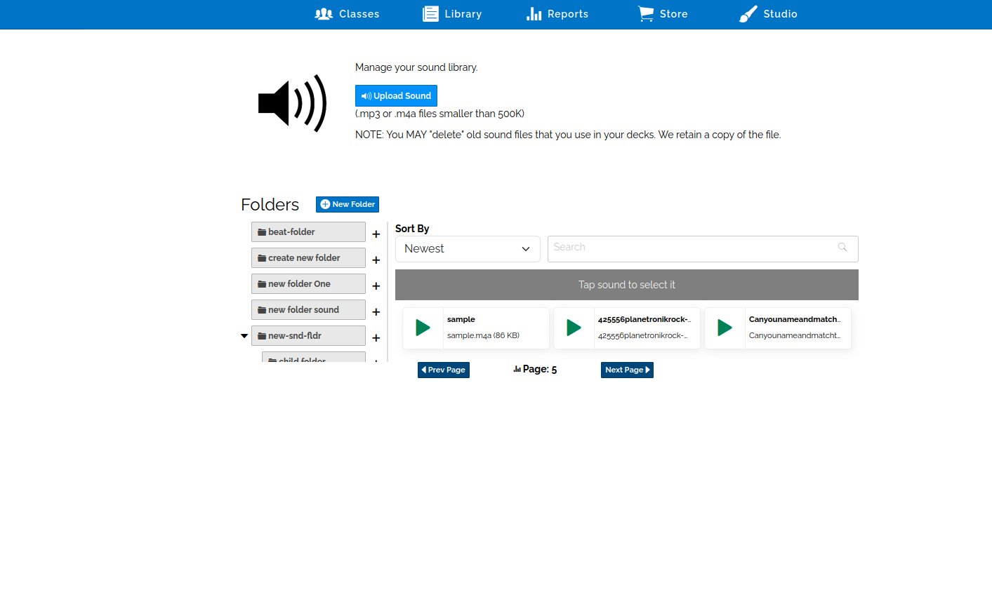 Image of Folder Sound Organization in Studio.