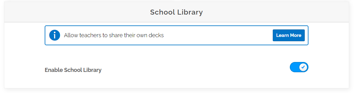 Image of School Library enable/disable option.