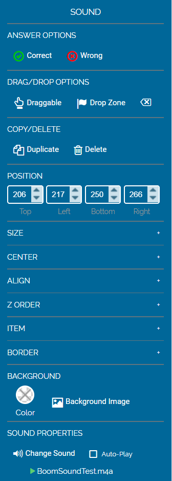 Image of Sound tab in Studio.