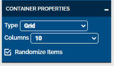 Image of Randomize Items Checkbox option in the Container Properties tab.